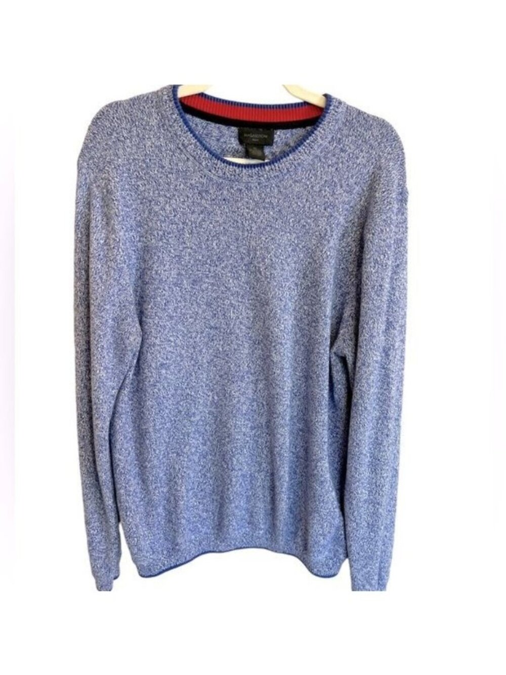 Magaschoni Men’s Sweater Size XL Marled Blue White Crewneck Cotton Blend